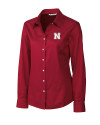 Nebraska Cornhuskers Cutter & Buck Epic Easy Care Fine Twill Womens Long Sleeve Dress Shirt Cardinal Red Mannequin Thumbnail Image