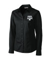 Texas A&M Aggies Cutter & Buck Epic Easy Care Fine Twill Womens Long Sleeve Dress Shirt Black Mannequin Thumbnail Image