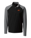 Oklahoma State Cowboys Cutter & Buck Response Lightweight Hybrid Quarter Zip Mens Pullover Windbreaker Black Mannequin Thumbnail Image