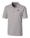 TCU Horned Frogs Cutter & Buck Forge Epic Confidence Recycled Heathered Stripe Stretch Mens Polo Polished Medium Gray Mannequin Thumbnail Image