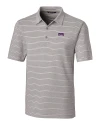 TCU Horned Frogs Cutter & Buck Forge Epic Confidence Recycled Heathered Stripe Stretch Mens Polo Polished Medium Gray Mannequin Thumbnail Image