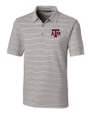 Texas A&M Aggies Cutter & Buck Forge Epic Confidence Recycled Heathered Stripe Stretch Mens Polo Polished Medium Gray Mannequin Thumbnail Image