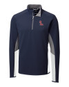 Ole Miss Rebels Cutter & Buck Traverse Colorblock Stretch Quarter Zip Mens Pullover Liberty Navy Mannequin Thumbnail Image