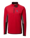 View image 3: Ole Miss Rebels Cutter & Buck Traverse Colorblock Stretch Quarter Zip Mens Pullover Red Mannequin