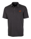 Oklahoma State Cowboys Cutter & Buck Advantage Tri-Blend Jersey Mens Pocket Polo Black Heather Mannequin Thumbnail Image