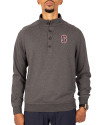 Stanford Cardinal  Cutter & Buck Saturday Cotton Blend Mens Mock Pullover Sweatshirt Charcoal Heather Front Thumbnail Image