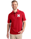 Nebraska Cornhuskers Cutter & Buck Advantage Eco Tri-Blend Pique Mens Polo Cardinal Red Front Thumbnail Image
