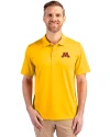 Minnesota Golden Gophers Cutter & Buck Prospect Eco Textured Stretch Recycled Mens Short Sleeve Polo College Gold Front Thumbnail Image
