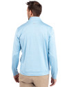 Ole Miss Rebels Cutter & Buck Stealth Heathered Quarter Zip Mens Pullover Atlas Light Blue Back Thumbnail Image