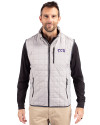 TCU Horned Frogs Cutter & Buck Rainier PrimaLoft® Mens Eco Insulated Full Zip Puffer Vest Polished Medium Gray Front Thumbnail Image