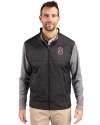 Stanford Cardinal  Cutter & Buck Stealth Hybrid Quilted Mens Full Zip Windbreaker Jacket Black Front Thumbnail Image