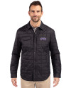 TCU Horned Frogs Cutter & Buck Rainier PrimaLoft® Mens Eco Insulated Quilted Shirt Jacket Black Front Thumbnail Image