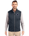 Penn State Nittany Lions Cutter & Buck Mainsail Sweater-Knit Mens Full Zip Vest Liberty Navy Heather Front Thumbnail Image
