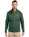 South Florida Bulls Cutter & Buck Mainsail Sweater-Knit Mens Full Zip Jacket Hunter Heather Front Thumbnail Image