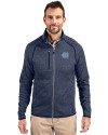 North Carolina Tar Heels Cutter & Buck Mainsail Sweater-Knit Mens Full Zip Jacket Liberty Navy Heather Front Thumbnail Image