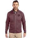 Texas A&M Aggies Cutter & Buck Mainsail Sweater-Knit Mens Full Zip Jacket Bordeaux Heather Front Thumbnail Image