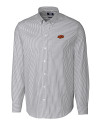 Oklahoma State Cowboys Cutter & Buck Stretch Oxford Stripe Mens Long Sleeve Dress Shirt Charcoal Mannequin Thumbnail Image