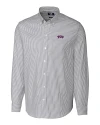 TCU Horned Frogs Cutter & Buck Stretch Oxford Stripe Mens Long Sleeve Dress Shirt Charcoal Mannequin Thumbnail Image