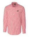 Utah Utes Cutter & Buck Easy Care Stretch Gingham Mens Long Sleeve Dress Shirt Cardinal Red Mannequin Thumbnail Image