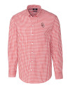 Oklahoma Sooners  Cutter & Buck Easy Care Stretch Gingham Mens Long Sleeve Dress Shirt Cardinal Red Mannequin Thumbnail Image
