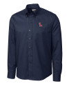 Ole Miss Rebels Cutter & Buck Epic Easy Care Nailshead Mens Long Sleeve Dress Shirt Navy Blue Mannequin Thumbnail Image