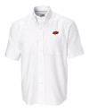 Oklahoma State Cowboys Cutter & Buck Epic Easy Care Nailshead Mens Short Sleeve Dress Shirt White Mannequin Thumbnail Image