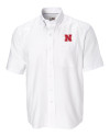 Nebraska Cornhuskers Cutter & Buck Epic Easy Care Nailshead Mens Short Sleeve Dress Shirt White Mannequin Thumbnail Image