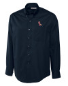 Ole Miss Rebels Cutter & Buck Epic Easy Care Fine Twill Mens Long Sleeve Dress Shirt Navy Blue Mannequin Thumbnail Image