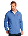 Toronto Blue Jays Cutter & Buck Shoreline Heathered Quarter Zip Mens Pullover Tour Blue Heather Front Thumbnail Image