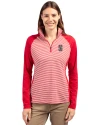 Stanford Cardinal  Cutter & Buck Forge Tonal Stripe Stretch Half Zip Womens Top Cardinal Red Front Thumbnail Image