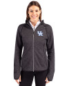Kentucky Wildcats Cutter & Buck Mainsail Full Zip Hooded Womens Jacket Charcoal Heather Front Thumbnail Image