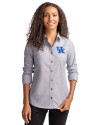 Kentucky Wildcats Cutter & Buck Stretch Oxford Womens Long Sleeve Dress Shirt Charcoal Front Thumbnail Image