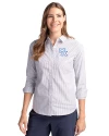 Kentucky Wildcats Cutter & Buck Stretch Oxford Stripe Womens Long Sleeve Dress Shirt French Blue Front Thumbnail Image