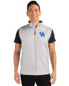 Kentucky Wildcats Cutter & Buck Stealth Hybrid Quilted Mens Big and Tall Windbreaker Vest Polished Medium Gray Front Thumbnail Image
