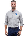 Kentucky Wildcats Cutter & Buck Stretch Oxford Stripe Mens Big and Tall Long Sleeve Dress Shirt Charcoal Front Thumbnail Image