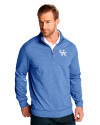 Kentucky Wildcats Cutter & Buck Shoreline Heathered Quarter Zip Mens Pullover Tour Blue Heather Front Thumbnail Image
