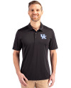 Kentucky Wildcats Cutter & Buck Prospect Eco Textured Stretch Recycled Mens Short Sleeve Polo Black Front Thumbnail Image