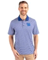 View image 7: Kentucky Wildcats Cutter & Buck Forge Tonal Stripe Stretch Mens Big and Tall Polo Tour Blue Front
