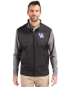 Kentucky Wildcats Cutter & Buck Stealth Hybrid Quilted Mens Full Zip Windbreaker Jacket Black Front Thumbnail Image