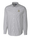 View image 2: Appalachian State Mountaineers Cutter & Buck Easy Care Stretch Oxford Stripe Mens Big & Tall Long Sleeve Button Down Shirt Charcoal Mannequin