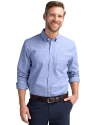 Air Force Falcons Cutter & Buck Stretch Oxford Mens Long Sleeve Dress Shirt French Blue Front Thumbnail Image