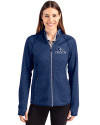 Creighton Bluejays Cutter & Buck Mainsail Full Zip Hooded Womens Jacket Tour Blue Heather Front Thumbnail Image