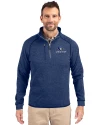 Creighton Bluejays Cutter & Buck Mainsail Sweater-Knit Mens Half Zip Pullover Jacket Tour Blue Heather Front Thumbnail Image