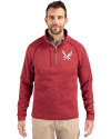Eastern Washington Eagles Cutter & Buck Mainsail Sweater-Knit Mens Half Zip Pullover Jacket Cardinal Red Heather Front Thumbnail Image