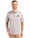Florida Gulf Coast Eagles Cutter & Buck Forge Tonal Stripe Stretch Mens Big and Tall Polo Polished Medium Gray Front Thumbnail Image
