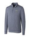 Utah State Aggies Cutter & Buck Shoreline Heathered Quarter Zip Mens Big and Tall Pullover Liberty Navy Heather Mannequin Thumbnail Image