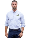Florida Gulf Coast Eagles Cutter & Buck Stretch Oxford Stripe Mens Long Sleeve Dress Shirt French Blue Front Thumbnail Image