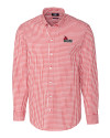 Central Missouri Mules Cutter & Buck Easy Care Stretch Gingham Mens Big and Tall Long Sleeve Dress Shirt Cardinal Red Mannequin Thumbnail Image