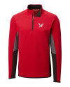 Eastern Washington Eagles Cutter & Buck Traverse Colorblock Stretch Quarter Zip Mens Pullover Red Mannequin Thumbnail Image
