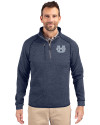 Utah State Aggies Cutter & Buck Mainsail Sweater-Knit Mens Big and Tall Half Zip Pullover Jacket Liberty Navy Heather Front Thumbnail Image